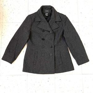 Outbrook Women’s Wool Double Breasted Pea Coat Gray